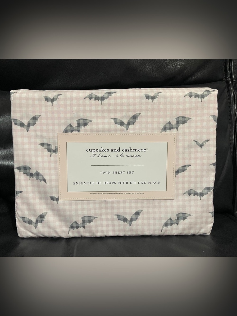Halloween Cupcakes and Cashmere Gingham Bat Picnic Twin Sheet Set